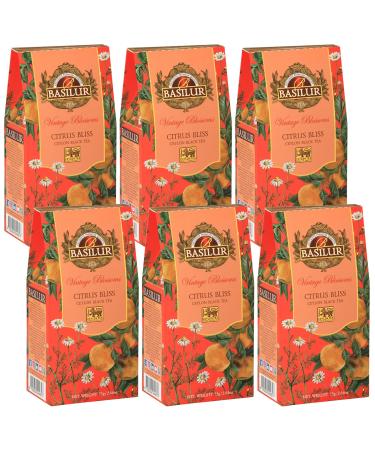 sarciaeu BASILUR VINTAGE BLOSSOMS Citrus Bliss Black Tea with Chamomile Flowers and Mandarin Flavor 75 g x6