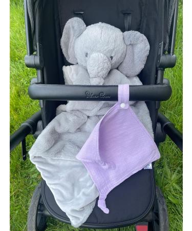 Baby Luxe 5-in-1 Mini Muslin Square Bib Toy Holder Washcloth Comforter Set of 3 - Baby Pink Medium Pink White - Clip Attachment for Baby Bag, Pacifiers, Teething Toys and More - Buy Online on GoSupps.com