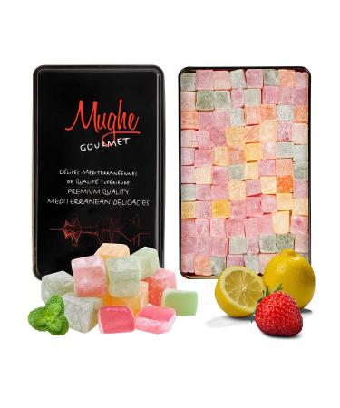 Mughe Gourmet - Bo te l gante de loukoums - 750g - bonbons d lice turcs - Halal-Vegan - Saveurs de fruits : rose fraise citron orange menthe - Cadeau pour occasions sp ciales anniversaires