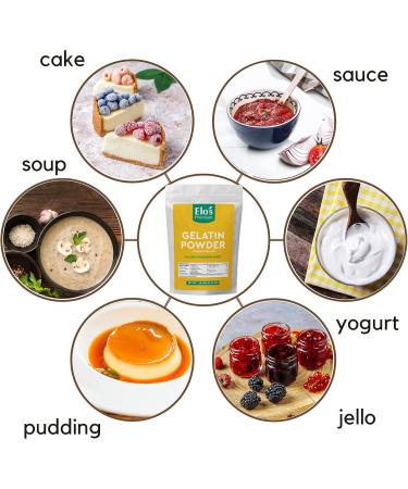 Gelatin (1lb 454g) by Elo s Premium |100% All-Natural Food Grade powder Unflavored Thickener| Packaged In Canada| Used As Thickener Stabilizer Texturiser| Non-GMO Gluten Free| Make Yogurt Fruit Gelatins Puddings and more - Buy Online on GoSupps.com