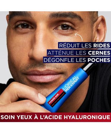 L'Or al Men Expert - Revitalizing Eye Care for Men - Anti-Aging & Anti-Dark Circles - With Hyaluronic Acid - Daily Use - Power Age - 15 ml - Buy Online on GoSupps.com
