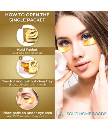 SOLID HOME GOODS Gold Under Eye Patches - 20 Pairs for Puffy Eyes & Dark Circles Treatment | Collagen Masks for Beauty & Personal Care - Buy Online on GoSupps.com