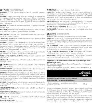 BioTechUSA L-Carnitine 1000 mg Capsules | L-Arginine & L-Carnitine Blend | Gluten-Free 60 Tablets | International Shipping Available - Buy Online on GoSupps.com