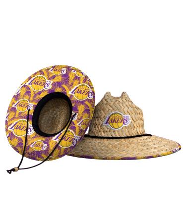 FOCO NBA Team Logo Floral Straw Sun Hat Los Angeles Lakers One Size Team Color