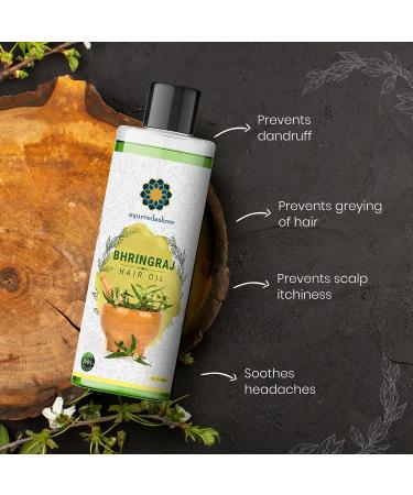 AYURVEDASHREE Bhringraj Hair Oil 6.76 fl oz - Infused with Bhringraj, Amla, Kalonji, and Essential Oils - 200 ml - Buy Online on GoSupps.com