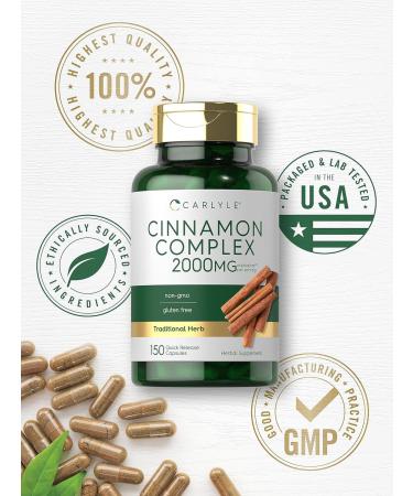 Carlyle Ceylon Cinnamon Complex with Gymnema and Mulberry | 150 Capsules | Non-GMO Gluten Free Supplement - Buy Online on GoSupps.com