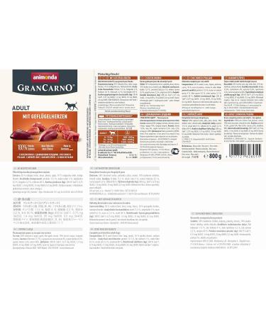 Animonda GranCarno Adult Wet Dog Food with Poultry Hearts - 6 x 800g | Premium International Shipping - Buy Online on GoSupps.com