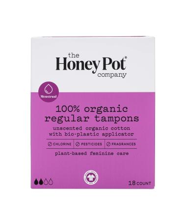 The Honey Pot Company 100% Organic Regular Tampons 18 Count