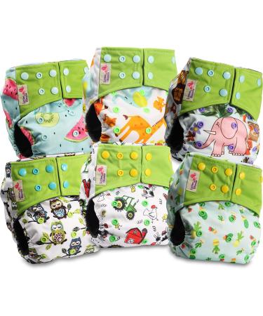 Littles & Bloomz Reusable Nappies Baby Pocket Cloth Diaper Charcoal Popper 6 Nappies BCP-0601 - Buy Online on GoSupps.com