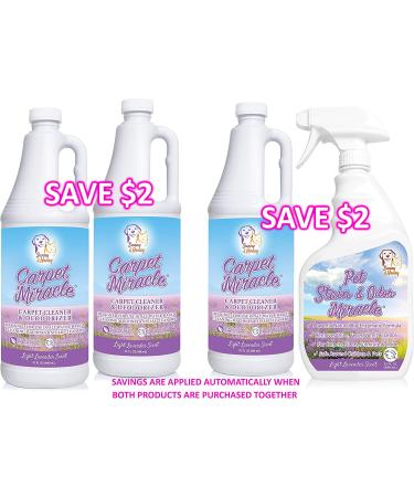 Carpet Miracle Lavender 32 Fl Oz - Deep Stain & Odor Remover for Machine Use - Rug, Upholstery, and Carpet Cleaner - Light Lavender Scent - Pack of 1 - Buy Online on GoSupps.com