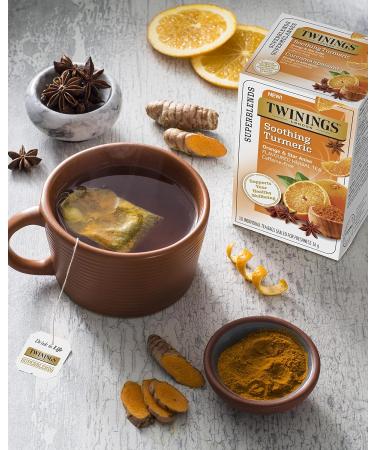 Twinings Soothing Turmeric Orange and Star Anise Flavoured Herbal Tea | Caffeine-Free | 18 Count (Pack of 6) | Enjoy Hot or Iced - Buy Online on GoSupps.com