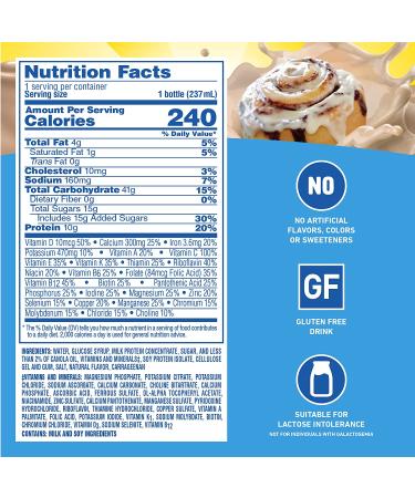 Carnation Breakfast Essentials Cinnabon Flavored Nutritional Drink 8 FL OZ Bottle - Pack of 24 - Buy Online on GoSupps.com