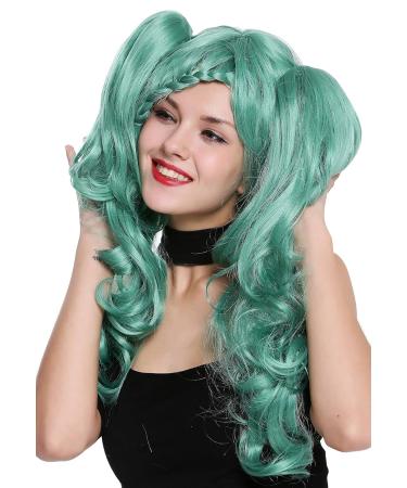 WIG ME UP ZM-1193-SK12 - Ladies Short Braided Wig for Cosplay & Lolita | Green with 2 Removable Long Braids - International Shipping Available - Buy Online on GoSupps.com