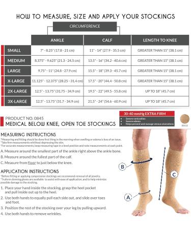 Buy Truform 30-40 mmHg Compression Stockings for Men and Women - Knee High Open Toe Beige - Medium (Pack of 2) | International Shipping Available - Buy Online on GoSupps.com
