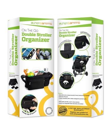 Ethan & Emma Double Stroller Organizer with Cup Holders - Fits Both Single & Double Strollers - Secured Fit & Extra Storage - Universal Stroller Organizer and Stroller Accessory - Buy Online on GoSupps.com