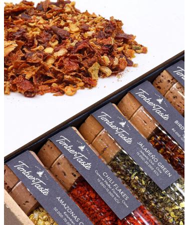 Timber Taste Sharp Chilli Spices Gift Set | 5 Handpicked Chilis | Up to 700 000 Scoville | Unique Hot Chili Gift for Men & Women - Perfect for Birthdays - Buy Online on GoSupps.com