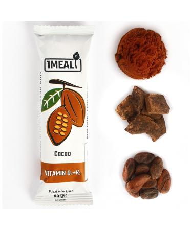 1Meal Cacao Protein Bar 16 Pack | High Protein Fiber-Rich No Added Sugar Vitamins D3 & K2 | Delicious & Fulfilling Snack - Buy Online on GoSupps.com