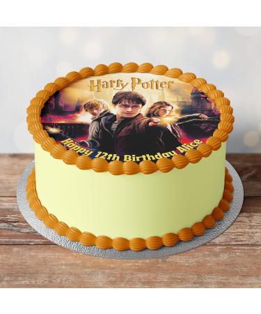 Harry Potter Themed Personalised PRECUT Cake Topper 8 Inch Round Edible Icing Sheet Birthday Cake Decoration - Buy Online on GoSupps.com
