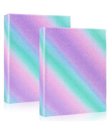 Basumee 2 Pcs Small Photo Album 15x10CM Photo Book Holds for 52 Photos Scrapbook for Baby Kids Birthday Family Anniversary Purple-blue