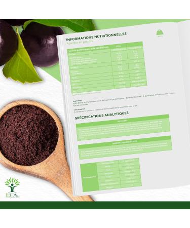 Organic Acai Powder - Superfood Rich in Iron Omega 9 Fibers - Powerful Antioxidant - Premium Quality Freeze-Dried Berry - 100% Pure No Added Sugar - Packaged in France - Ecocert Certified - 50g - Buy Online on GoSupps.com