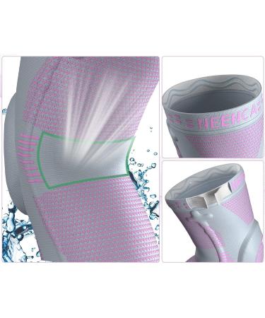 NEENCA Knee Brace Compression Sleeve Support for Men Women - Patella Gel Pads, Side Stabilizers - Medical Grade Running, Meniscus Tear, ACL, Arthritis Joint Pain Relief - L Pink Grey - Buy Online on GoSupps.com