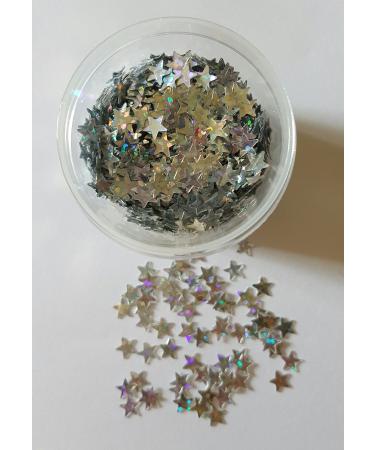 New Nail Art Stars in Silver Iridescent 50 Pieces Glitter Inserts for Gel Nails Glitter Nail Design Accessories