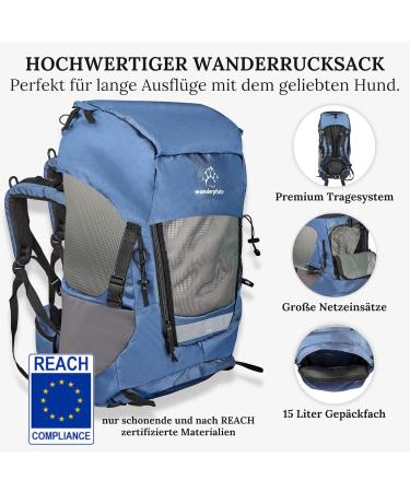 Premium Blue Dog Carrier Backpack for Hiking - Size S Adjustable System Up to 5kg - Ideal for Trekking with Your Pet - Buy Online on GoSupps.com