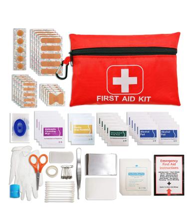 Small First Aid Kit - 105 Pieces Emergency Survival Supplies Aid Kits for Car  Home  School  Office  Sports  Traveling  Hiking  Camping  Exploring  Hunting