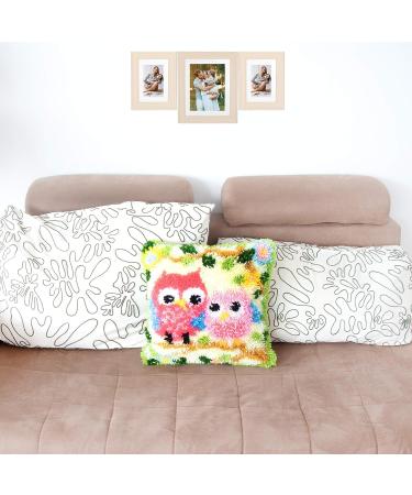 Beyond Your Thoughts Latch Hook Kit for DIY Throw Pillow Cover - 16x16 inch - Shaggy Craft Christmas Gift - Owl/Dog/Cat/Bear/Bird Design - Yellow - Buy Online on GoSupps.com