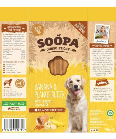 Soopa Banana & Peanut Butter Jumbo Sticks 170gm 1 count (Pack of 1) - Buy Online on GoSupps.com