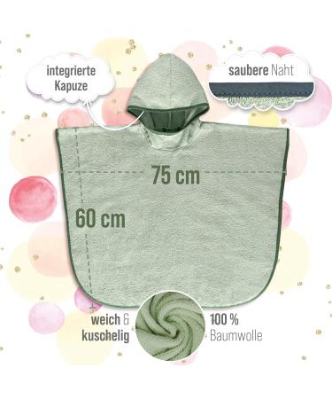 Personalized My Stitchery Badeponcho for Kids - Embroidered Hooded Towel in Dark Green | Oeko-Tex Standard 100 Cotton - Buy Online on GoSupps.com