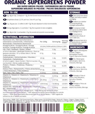 Indigo Herbs Organic Super Greens Powder 1kg - Moringa Spirulina Chlorella Wheatgrass Barley Grass Mix - Buy Online on GoSupps.com