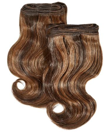 Chear Body Wave 2-in-1 Weft Human Hair Extension with Premium Blend Weave Number P4/30 Medium Dark Brown/Auburn 8-Inch