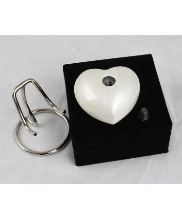 Small Keepsake Heart Cremation Urn For Ashes With New Improved Lid Mini Heart Memorial Urn With Box & Stand (Pearl White Aluminium) M Pearl White With Box & Stand - Buy Online on GoSupps.com