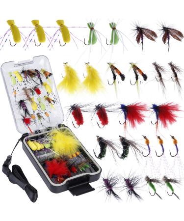 PLUSINNO Fly Fishing Flies Kit, 26/78Pcs Handmade Fly Fishing Gear with Dry/Wet Flies, Streamers, Fly Assortment Trout Bass Fishing with Fly Box 26pcs