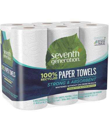 Seventh Generation Paper Towels - 100% Recycled, 2-Ply, Eco-Friendly (4 Packs of 6) - Buy Online on GoSupps.com