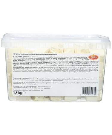 Lonka nougat with almonds - Large pack: 1.5 kg can - delicious cubes made of white nougat - refined with crispy almonds - delicious for coffee and tea - sweets