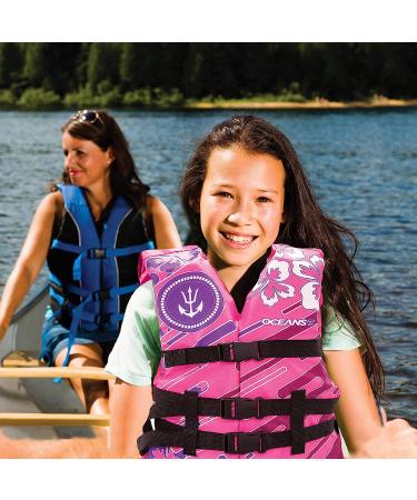 Oceans7 US Coast Guard-Approved Youth Life Jacket 50-90 lbs | Type III PFD Pink/Berry - Buy Online on GoSupps.com
