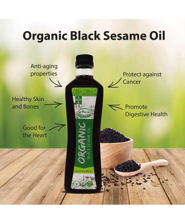 AIVA Organic Black Sesame Oil 33.8 fl oz (1.0 L) - USDA Certified & Cold-Pressed - Buy Online on GoSupps.com