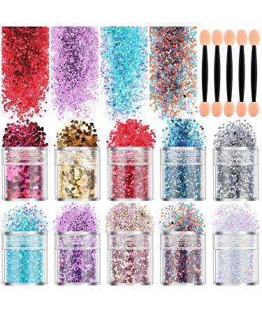 DazSpirit 10 Colors Holographic Glitter Festival Glitter Powder Face Body and Nail Chunky Glitters Festival Accessories Arts & Crafts Glitter 10 pieces - Buy Online on GoSupps.com