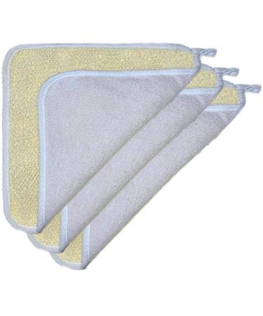3 pcs/set Soft Weave Home Spa Exfoliating Face and Body Wash Cloths  Dual-Sided With Exfoliating Scrub and Soft Terry Cloth - Shower Scrubber - Remove Dead Skin - Great for Skin Care in the Bath