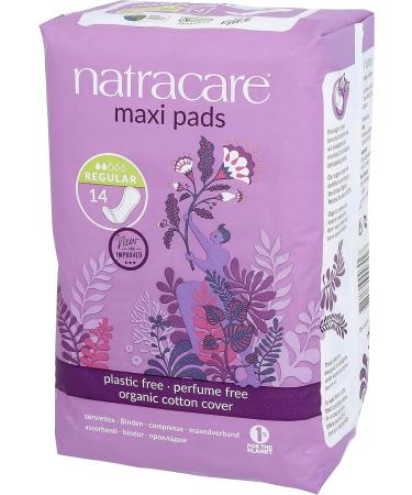 Natracare Natural Traditional Maxi Pads Regular 14 Count - Individually Wrapped Without Wings, Plant-Based Bag - Eco-Friendly Feminine Hygiene Product - Buy Online on GoSupps.com