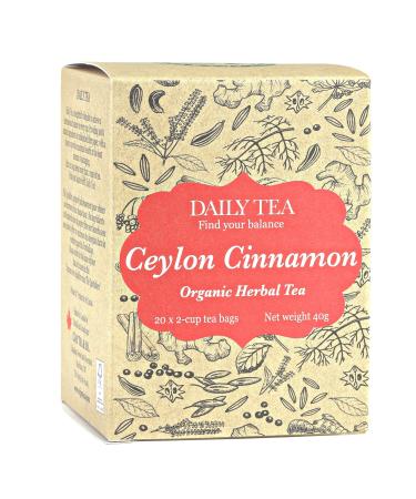 Daily Tea | Organic Ceylon Cinnamon | Herbal Wellness tea | Caffeine free | 2-cup tea bags