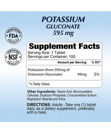 Alfa Vitamins Potassium Gluconate 595mg - Heart Health & Muscle Support - 100 Tablets - Buy Online on GoSupps.com