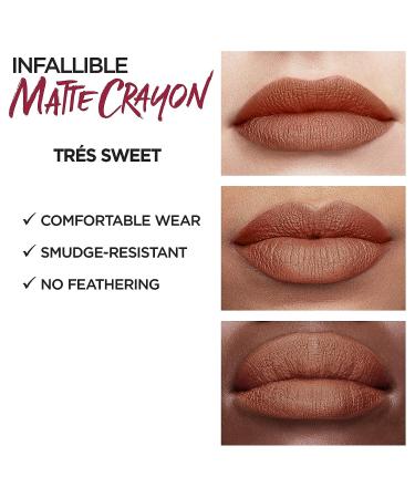 L'Oreal Paris Infallible Matte Lip Crayon - Tres Sweet | Long-Lasting Lip Color | 1 Count - Buy Online on GoSupps.com