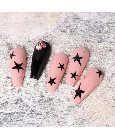 4 Sheets Star Nail Stickers 3D Gold Silver Black Christmas Star Manicure Decals Self Adhesive Nails Decoration - Buy Online on GoSupps.com