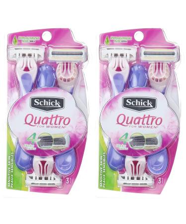 Schick Quattro for Women Disposable Razors - Sensitive Skin - 3 Count, Pack of 2 - Buy Online on GoSupps.com