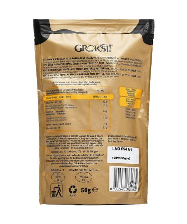 Groksi! Truffle Cheese Snack (50g) | Lactose-Free Gluten-Free Low-Carb Italian Cheese Cracker | Protein Snack - Buy Online on GoSupps.com