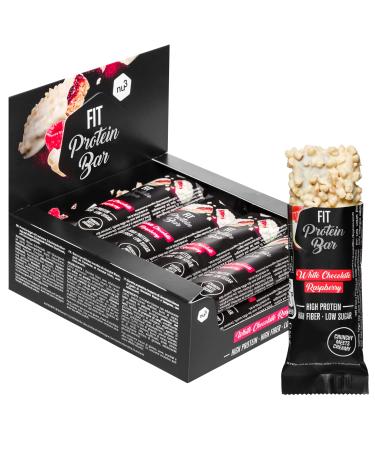 nu3 Fit Protein Bar White Chocolate Raspberry 12 x 55g - high protein bar with 17.6g protein per bar - palm oil and aspartame free - 2.5g sugar per bar - milk protein