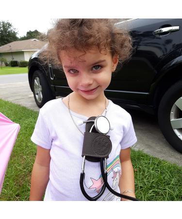 Handmade USA Leather Stethoscope Holder Pro with Clip - Ideal for Physicians, Nurses, EMT - No More Neck Strain, Work Comfortably (Black) - Buy Online on GoSupps.com